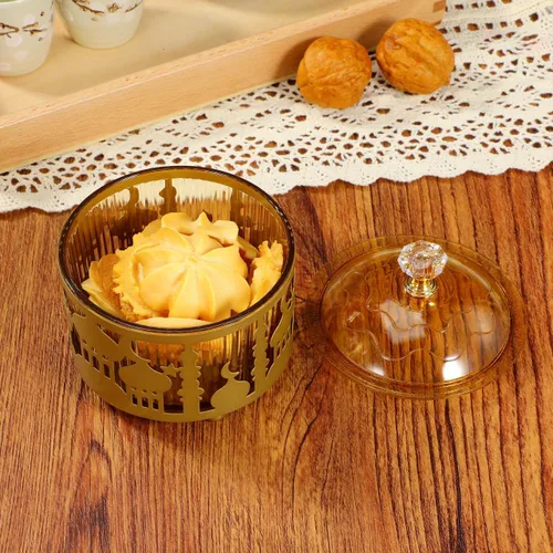Vista 6 de EXCEART Bandeja de aperitivos de Oriente Medio con cubierta para golosinas Eid Nuts Frutos secos Fiesta Plato de té Celebraciones en el hogar