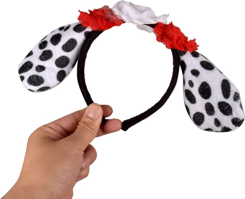 Vista 3 de Vestido de tutú esponjoso de perro dálmata para niñas, accesorios de disfraz de Halloween, fiesta de cumpleaños, diadema y cola