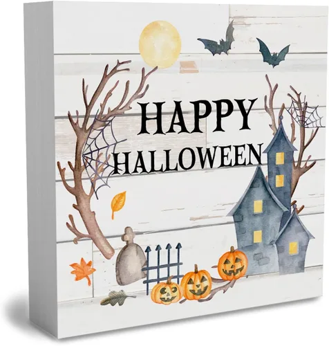 Vista 7 de Rustic Home Sweet Haunted Home - Letrero de madera de Halloween, lindo letrero de otoño, decoración de casa de campo, caja de madera decorativa