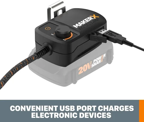 Vista 7 de Worx WA7151 20V MAKERX HubX Fuente de alimentación y adaptador de herramienta con puerto USB