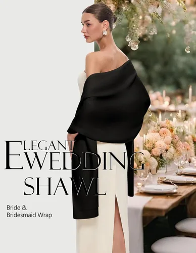 Vista 3 de PULI Bufanda y chal tipo pashmina para mujer, accesorio para vestido de noche, gran bufanda manta larga, chal para boda nupcial de invierno