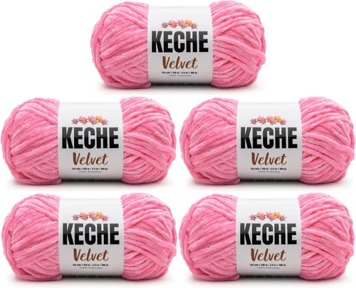 Vista 93 de Keche Hilo de terciopelo para ganchillo, manta de felpilla suave, voluminosa, hilo amigurumi, 3.53 oz (132 yardas), color azul bebé