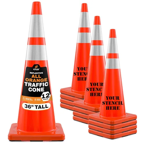 Vista 116 de Xpose Safety Conos de tráfico naranjas de 28 pulgadas con collares de 6 y 4 pulgadas, 1 paquete – Cono de seguridad de plástico PVC multiusos