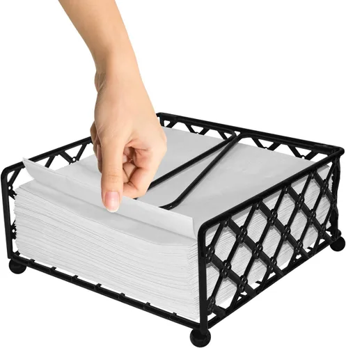 Vista 4 de Blue Donuts Lattice Collection Servilletero, servilleteros para mesas, servilleteros de mesa de comedor para cocina, servilletero plano, color negro