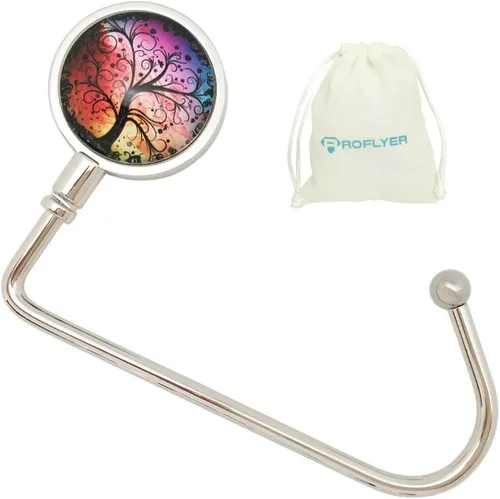 ROFLYER Colgador de gancho para colgar bolsos de mesa, bar, bolsa más segura y limpiadora, colgador de mesa con bolsa de terciopelo (árbol de deseos)