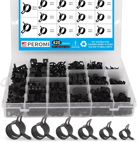Vista 7 de Kit de surtido de 130 piezas de abrazaderas de manguera de banda de resorte de 6-25mm con pinza de abrazadera de manguera plana giratoria