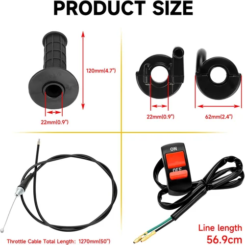 Vista 4 de HIAORS Kit de mango de cable de acelerador giratorio de 7/8" 22mm para Predator 196cc 212cc 6.5hp Coleman CT200U CT200U-EX BT200X Baja Warrior MB200