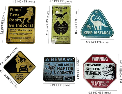 Vista 2 de Factory Entertainment Réplica de señales de advertencia de metal de Jurassic World