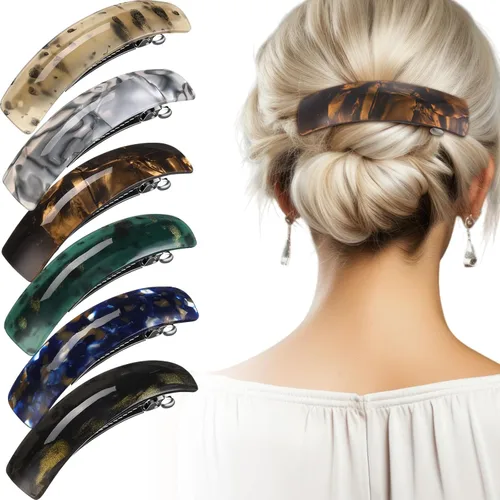 Vista 8 de WILLBOND 6 Piezas Pasadores de Cabello para Mujeres Pasadores Grandes para Cabello Clips Franceses Prendedor Broche Retro para Regalos de Mamá Oscuro