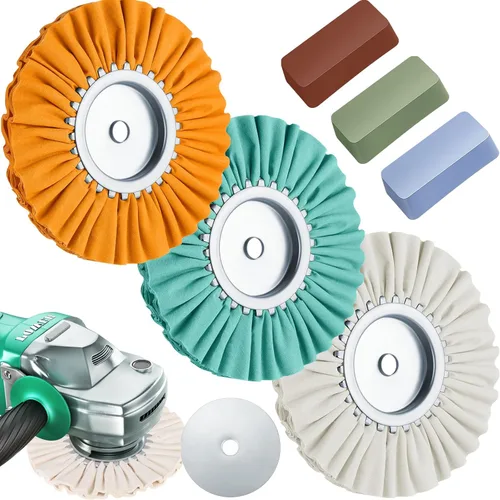 Vista 13 de Amylove Ruedas de Pulido Airway de 8 Pulgadas Kit de Pulido de Ruedas de Aluminio con Diámetro de Orificio de Eje de 5/8 Pulgadas, Compuesto