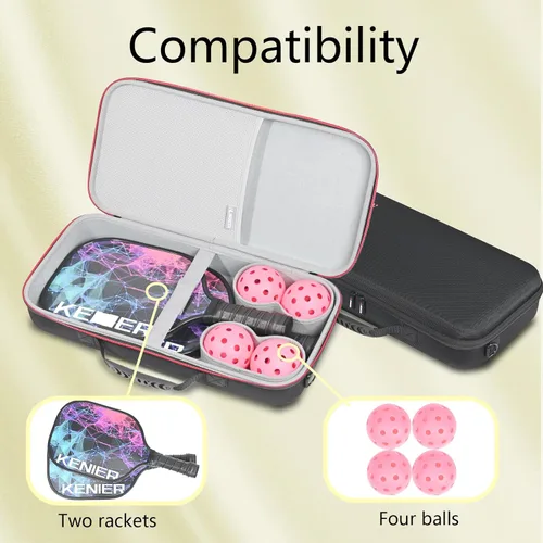 Vista 5 de RLSOCO Estuche para paletas de pickleball con capacidad para 2 raquetas y 4 bolas. Bolsa protectora dura para Selkirk Sport/Warping Point y todas
