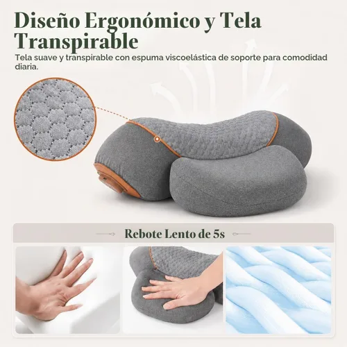 Vista 5 de Almohadas de masaje de cuello 3 en 1 con calor para aliviar el dolor de tejido profundo, corrector cervical recargable de joroba cervical, soportes