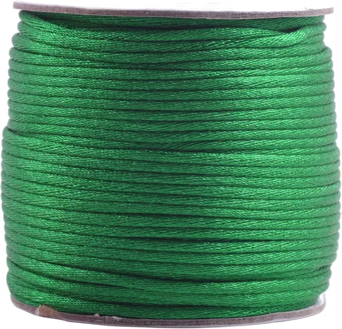 Vista 131 de KONMAY - Cuerda de nailon satinado de seda, 45.72 metros, 0.8mm cola de rata, para nudos chinos, Kumihimo, abalorios, macramé, joyería, Verde manzana