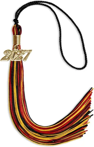 Vista 137 de Endea Graduation Borla mixta de triple color con gota de fecha dorada (negro/dorado/blanco, 2021)