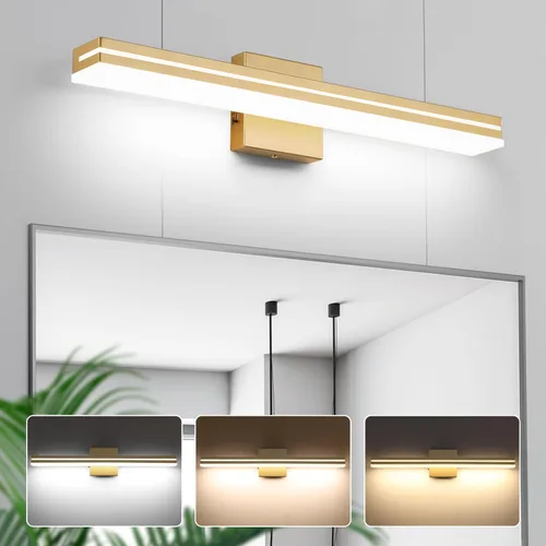 Vista 17 de SineRise - Lámparas LED modernas para tocador de baño (40,6 cm, 3000K/4000K/6000K, regulables), lámparas de pared modernas de acrílico cromado