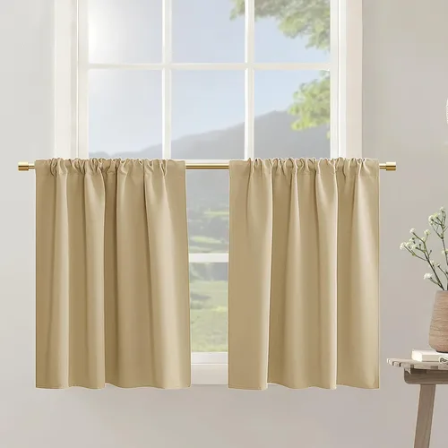 Vista 18 de Cortinas azul marino para autocaravanas RV Camper, juego de 2 paneles con bolsillo para la barra, cortinas oscuras para oscurecer la habitación