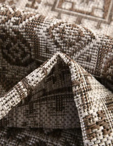 Vista 159 de Unique Loom Outdoor Aztec Collection Alfombra de área - Chalca (10 pies, redonda, azul/marfil)