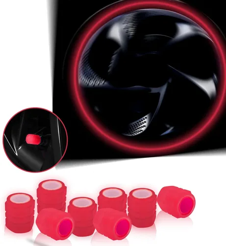 Vista 2 de Miytsya 8 tapones luminosos para válvulas de neumáticos, brillo luminoso por la noche, tapas de aire fluorescentes, cubiertas iluminadas