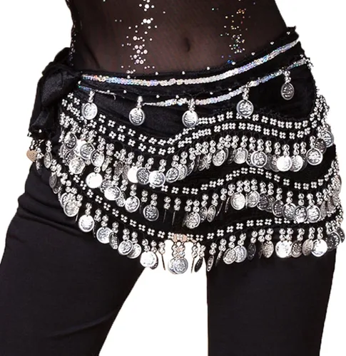Wuchieal Cinturón de danza del vientre para mujer, cadena de cintura colorida para danza del vientre, cinturón de bufanda de cadera