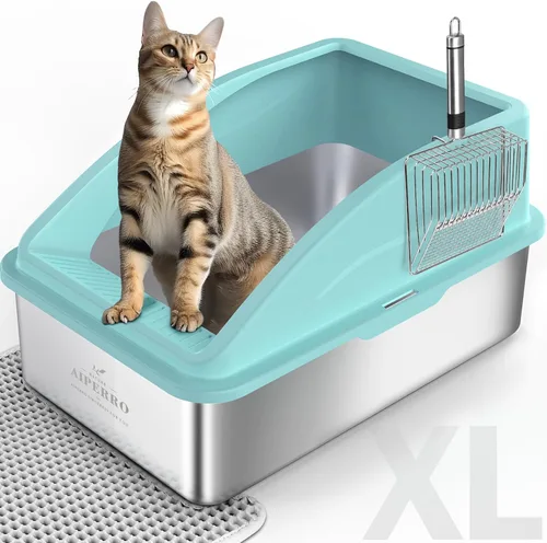 Vista 16 de AIPERRO Stainless Steel Litter Box XL Enclosed Cat Litter Box with Lid for Big Cats High Sided, Anti-Urine Leakage Non-Stick Bottom & Includes