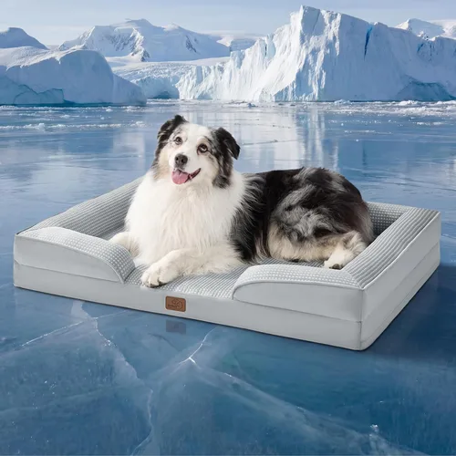Vista 11 de Bedsure Camas ortopédicas para perros de tamaño grande - Cama impermeable para perros grandes y gatos, sofá para perros cómodo con funda extraíble