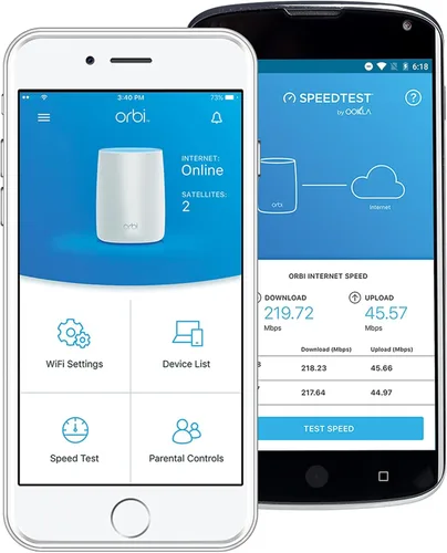 Vista 5 de NETGEAR Orbi Sistema WiFi integrado para todo el hogar con módem de cable todo en uno y enrutador WiFi y extensor de satélite único con velocidades
