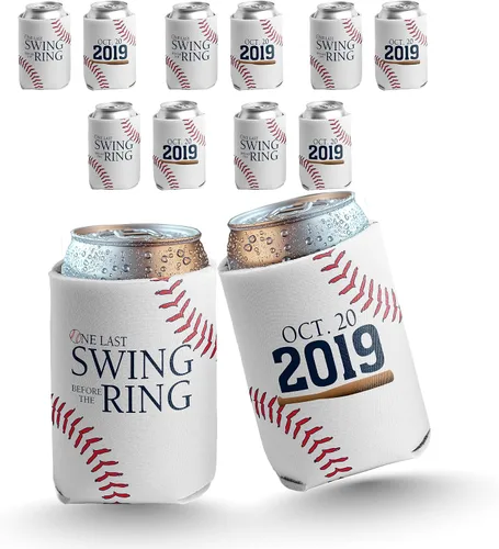 VictoryStore Enfriadores de latas personalizados para despedida de soltero de béisbol, un último columpio antes del anillo, juego de 6 fundas