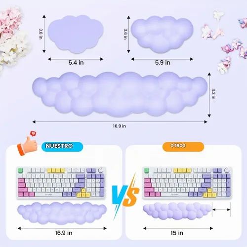 Vista 3 de JIKIOU Reposamuñecas de cuero mejorado para teclado, mouse y almohadilla 05rosa