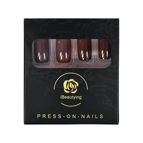 Vista 3 de Uñas postizas a presión marrón café, uñas postizas con acabado bronceado oscuro, uso diario, uñas postizas medianas, cortas, cuadradas, ovaladas
