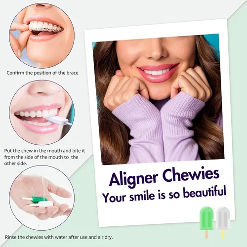 Vista 3 de Masticables para alineador Invisalign, 10 unidades de paletas masticables de silicona con asas de agarre, para soportes invisibles o de metal