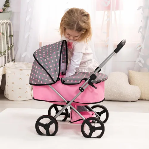 Vista 6 de Bayer Design Doll Pram Go - Cochecito de muñeca de 18 pulgadas, juguete plegable con toldo y almacenamiento