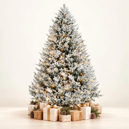 Ginebra - Árbol de Navidad preiluminado con nieve de 6.5 pies esmerilado