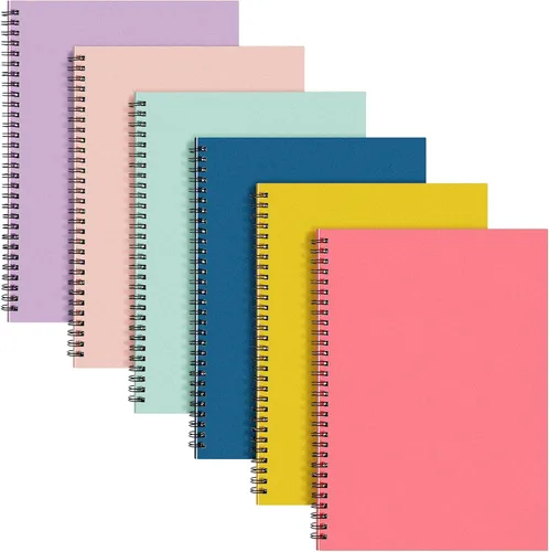 Vista 12 de Fuutreo 6 Pack Spiral Notebooks 10.5 x 7.45 Inch College Ruled Journal with Kraft Cover, B5 70 Sheets (140 Pages) for Stundent Study and Office