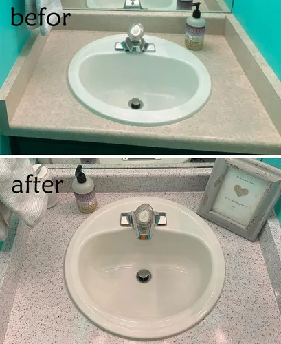 Vista 6 de burgeliy Película autoadhesiva de vinilo de 15.8 x 80 pulgadas, película de modificación automática, punto de onda blanco brillante para baño