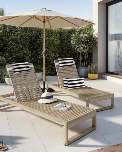 Vista 5 de Almohada de exterior para tumbona, diseño de rayas simples en blanco y negro, impermeable, almohada lumbar con inserto y correa elástica ajustable
