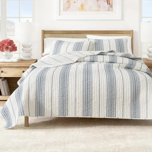 Vista 8 de Great Bay Home - Juego de edredón reversible de 2 piezas para cama Twin/Twin XL con 1 funda de almohada, ligero, para todas las estaciones, colcha