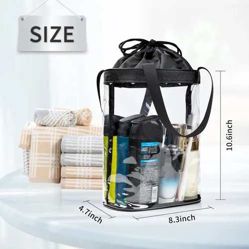 Vista 3 de Neceser transparente, bolsa de aseo de viaje para mujer, bolsa de aseo aprobada por la TSA, bolsa de maquillaje transparente impermeable, bolsa