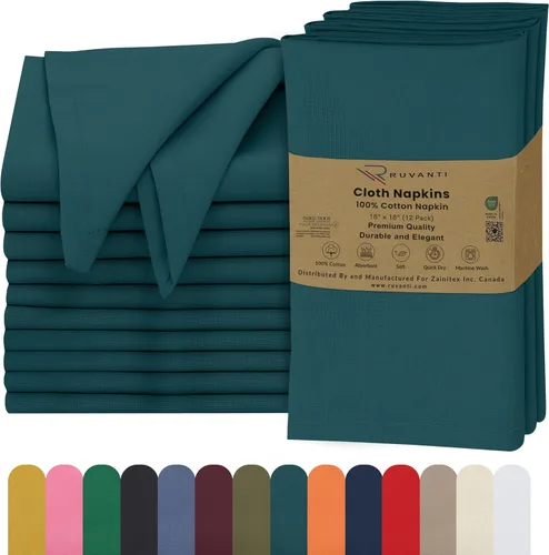 Vista 34 de Ruvanti Juego de 6 servilletas de tela, 18 x 18 pulgadas, 100% algodón, lavables, suaves y absorbentes, perfectas para bodas, Navidad, cenas