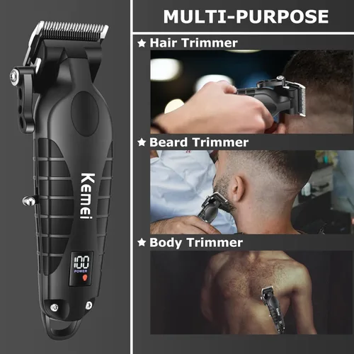 Vista 6 de KEMEI 2290 - Cortapelos profesionales para hombres, kits de corte de pelo con cable/sin cable, recortadora de pelo y barba, cortapelos de barbero