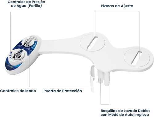 Vista 8 de Aplique de bidé de para inodoro Luxe Bidé Neo 185 (Elite Series), boquilla doble auto limpiante, agua dulce, no eléctrico, mecánico, con fuertes