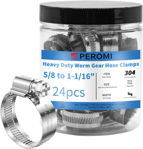 Vista 16 de Juego de 115 abrazaderas de manguera de servicio pesado, abrazadera de manguera de acero inoxidable 304 con engranaje helicoidal, abrazadera de tubo