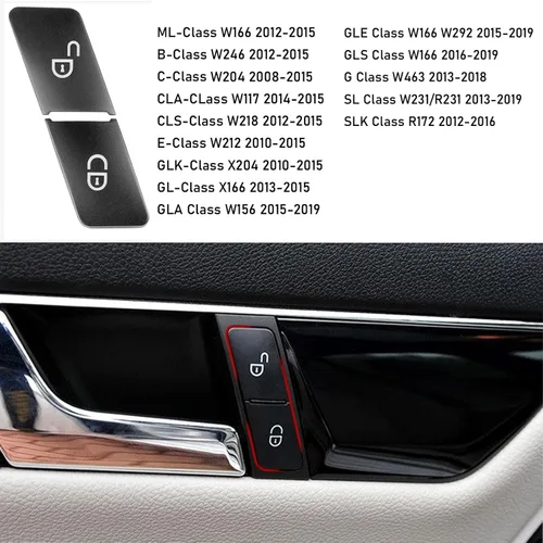 Vista 3 de Jaronx Compatible con interruptor de bloqueo de puerta Mercedes Benz, botón de desbloqueo para B W246, Clase C W204, Clase E W212, ML W166, CLA