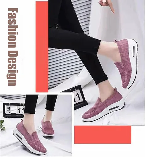 Vista 6 de Zapatillas ortopédicas para mujer, las mejores zapatillas de deporte con plataforma elástica de malla, cómodas zapatillas ortopédicas casuales