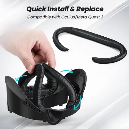 Vista 3 de Face Pad Compatible with Meta Quest 3, Facial Interface Foam Cushion Replacement, Anti-Leakage Light Nose Pad Face Cover Compatible with Oculus