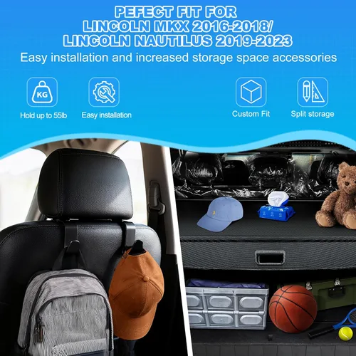 Vista 2 de AUXKO - Cubierta de carga retráctil para Lincoln MKX 2018-2016, cubierta de equipaje de maletero con protección de sombra para Lincoln Nautilus