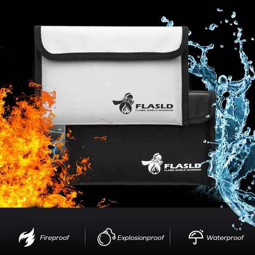 Vista 4 de FLASLD Bolsas de dinero ignífugas, bolsa de billetera ignífuga, bolsa pequeña segura para efectivo, objetos de valor y pasaporte, con revestimiento
