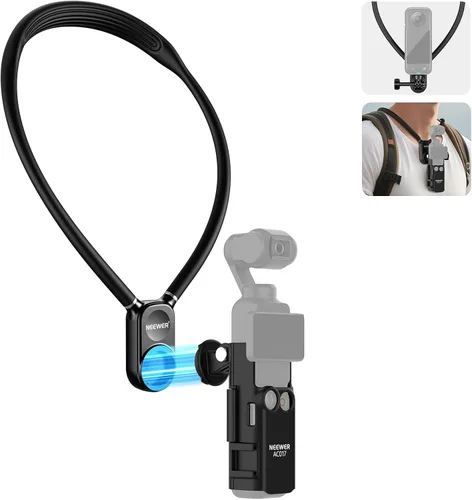Vista 17 de NEEWER Soporte magnético para cuello compatible con GoPro Hero 13 12 11 MAX DJI Action 4 Insta360 iPhone 15 Pro Max Samsung S23, adaptador