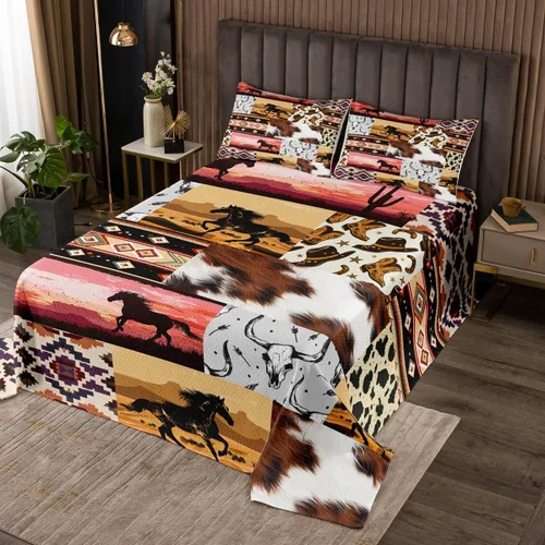 Vista 7 de Colcha acolchada rústica de Texas con estrellas del oeste de Texas para niños y niñas, color azul marino, juego de cubrecama de madera