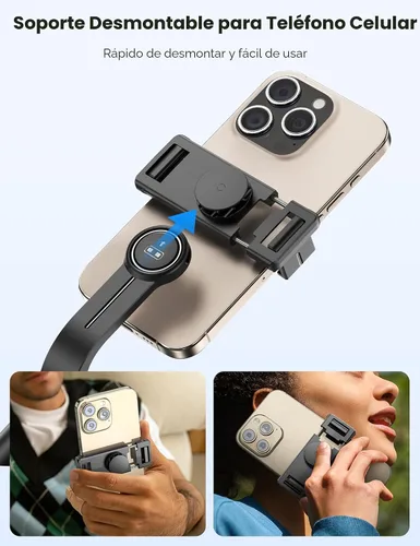 Vista 7 de Trípode de teléfono Selfie Stick de aleación de aluminio de 62 pulgadas con control remoto inalámbrico compatible con iPhone 17 16 15 14 13 pro Xs