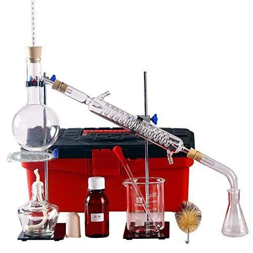 Aparato de destilación de aceite esencial de laboratorio de 8.5 fl oz-67.6 fl oz, destilador de agua, kits de cristalería con embudo separador